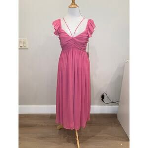 TULAROSA x REVOLVE Katrina Midi Dress in Ibis Rose Ruffle Sleeveless Small NWT